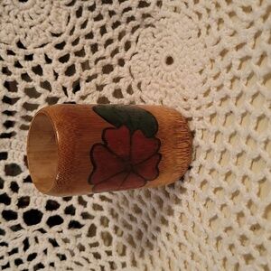 Floral balsa wood toothpick holder